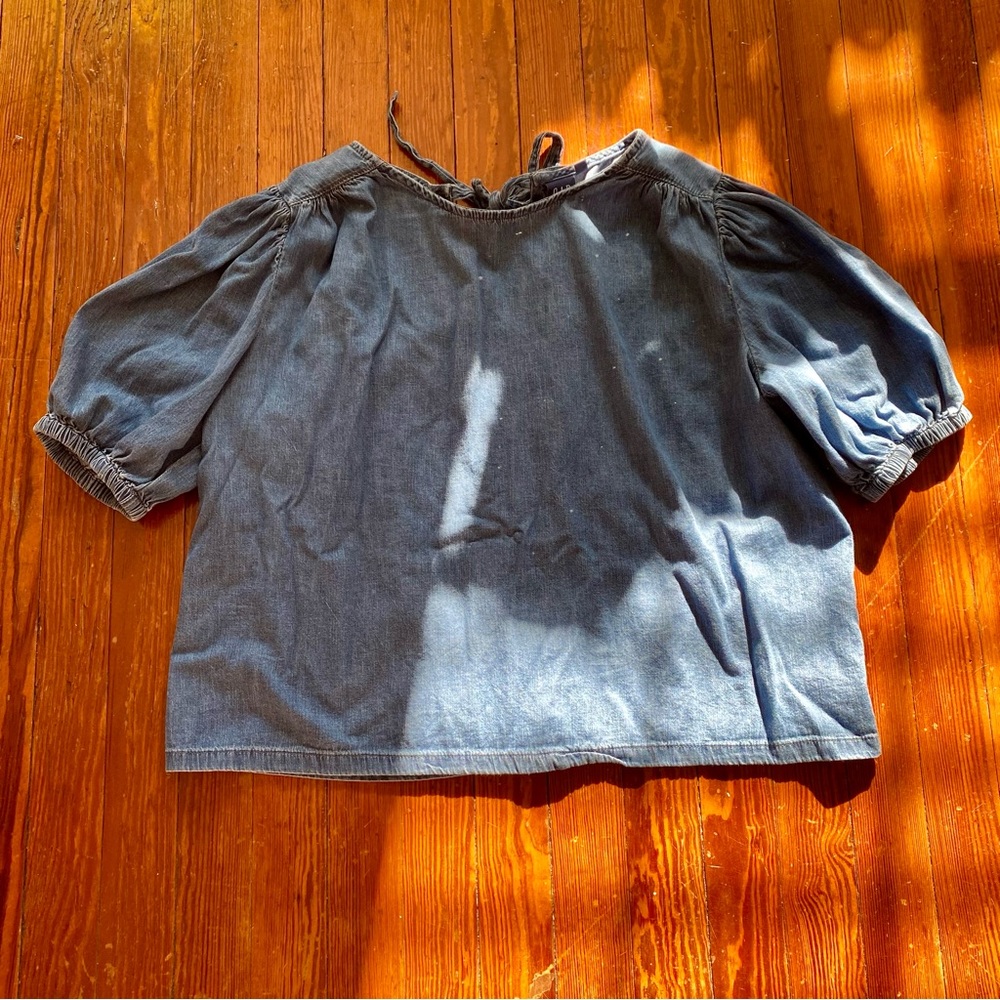 GAP denim puff sleeve top size XL